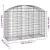 Íves horganyzott vas gabion kosár 150x50x100/120 cm