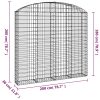 Íves horganyzott vas gabion kosár 200x30x180/200 cm