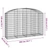 Íves horganyzott vas gabion kosár 200x50x120/140 cm