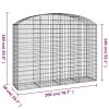 Íves horganyzott vas gabion kosár 200x50x140/160 cm