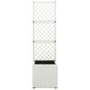 Fehér rácsos polyrattan magaságyás 1 kaspóval 30 x 30 x 107 cm