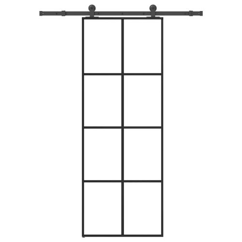 ESG üveg és alumínium tolóajtó fémszerelvény-szettel 76x205 cm