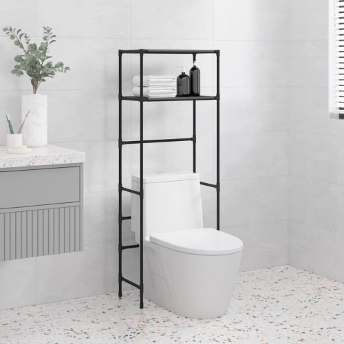 2 szintes fekete vas WC feletti tárolóállvány 53,5x28x143 cm