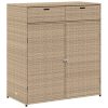 Bézs polyrattan kerti tárolószekrény 105 x 55 x 113 cm