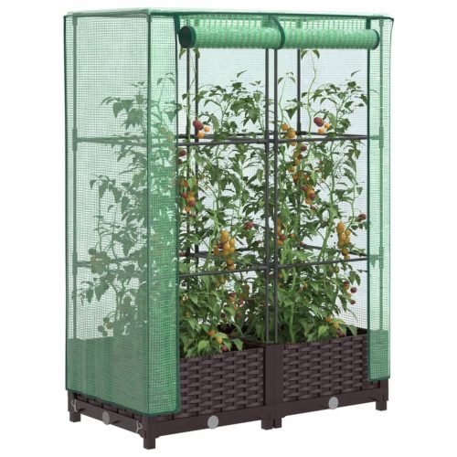 Rattan megjelenésű magaságyás melegháztakaróval 80x40x123 cm