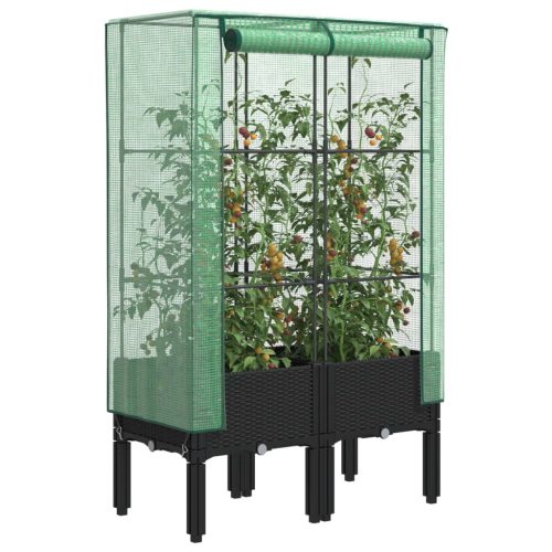 Rattan megjelenésű magaságyás melegháztakaróval 80x40x140 cm