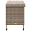 Szürke polyrattan kerti tárolóláda kerekekkel 110x55x73 cm