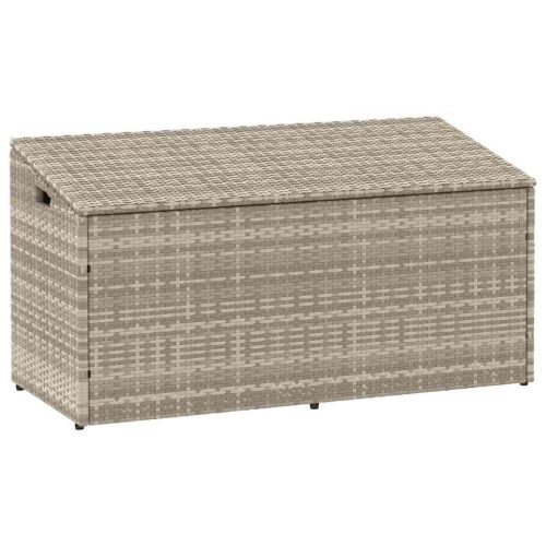 Világosszürke polyrattan kerti tárolóláda 110x50x58 cm