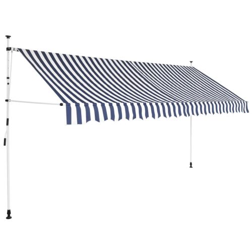 Kézzel feltekerhető napellenző kék-fehér csíkokkal 400 cm