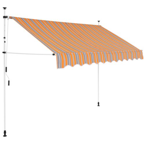 Kézzel feltekerhető napellenző kék-sárga csíkokkal 300 cm