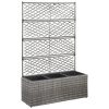 Szürke rácsos polyrattan magaságyás 3 kaspóval 83 x 30 x 130 cm