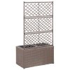 Barna rácsos polyrattan magaságyás 2 kaspóval 58 x 30 x 107 cm