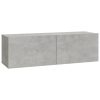 2 db betonszürke szerelt fa fali TV-szekrény 100 x 30 x 30 cm