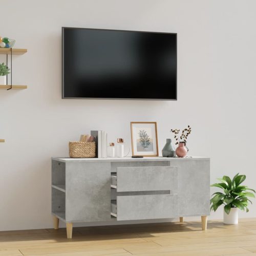 Betonszürke szerelt fa TV-szekrény 102 x 44,5 x 50 cm