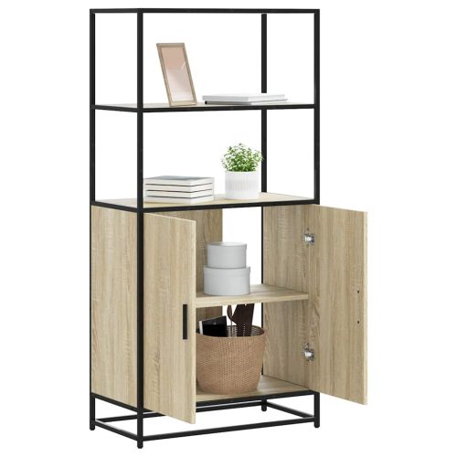 Highboard sonoma tölgy 68x35x139 cm gépelt fa és fém