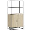 Highboard sonoma tölgy 68x35x139 cm gépelt fa és fém